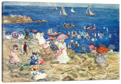 New England Beach Scene, C.1896-97 Canvas Art Print - Post-Impressionism Art