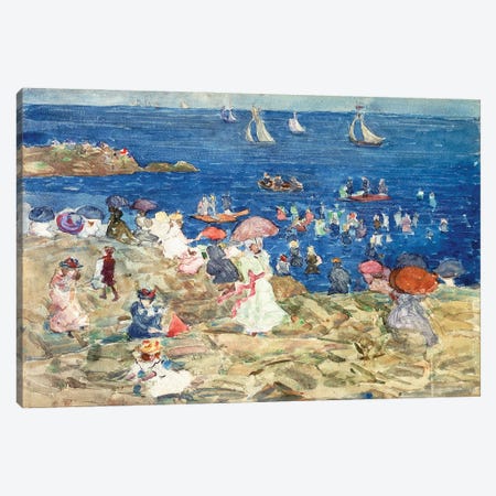 New England Beach Scene, C.1896-97 Canvas Print #BMN12021} by Maurice Brazil Prendergast Canvas Artwork