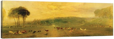 The Lake, Petworth: Sunset, Fighting Bucks, c.1829 Canvas Art Print - J.M.W. Turner