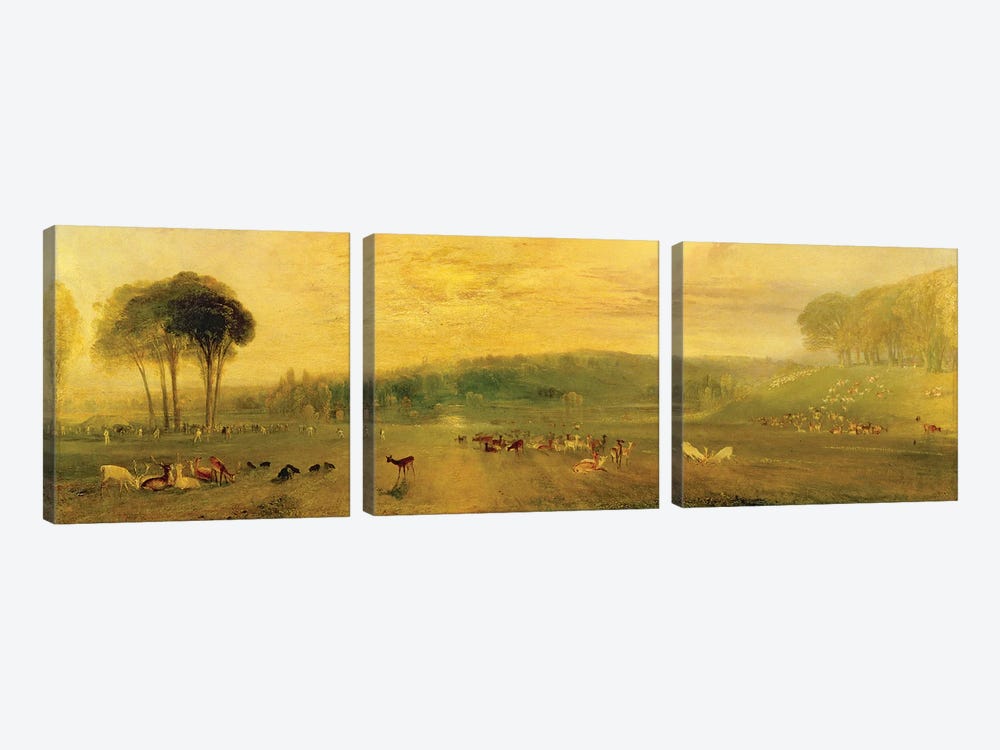 The Lake, Petworth: Sunset, Fighting Bucks, c.1829 by J.M.W. Turner 3-piece Canvas Artwork