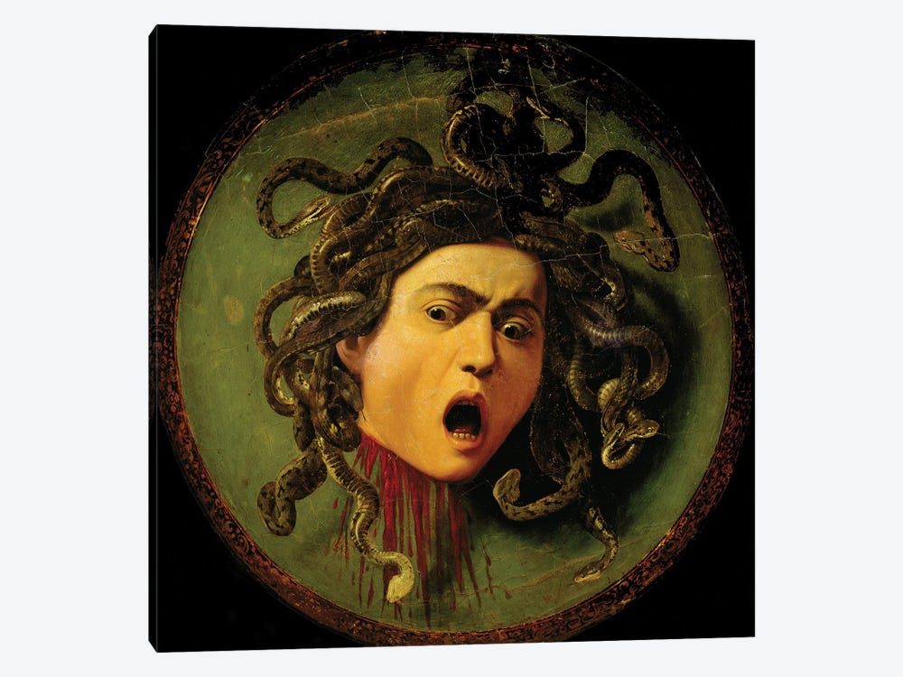Medusa, Painted On A Leather Jousting Shield, C.1596-98 by Michelangelo Merisi da Caravaggio 1-piece Canvas Wall Art