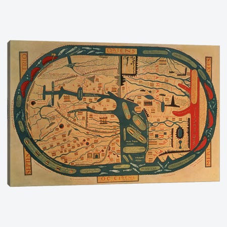Copy of an 8th century Beatus mappamundi  Canvas Print #BMN1206} by Unknown Artist Art Print