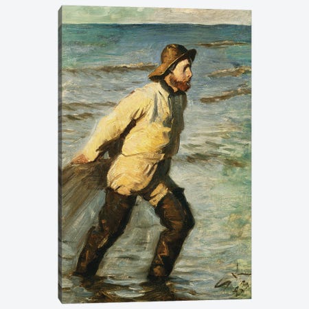 A Fisherman Hauling In His Nets, 1883 Canvas Print #BMN12082} by Peder Severin Kroyer Canvas Art