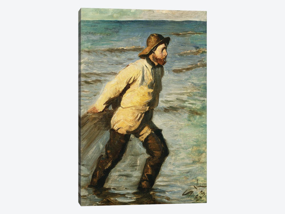 A Fisherman Hauling In His Nets, 1883 by Peder Severin Kroyer 1-piece Canvas Art