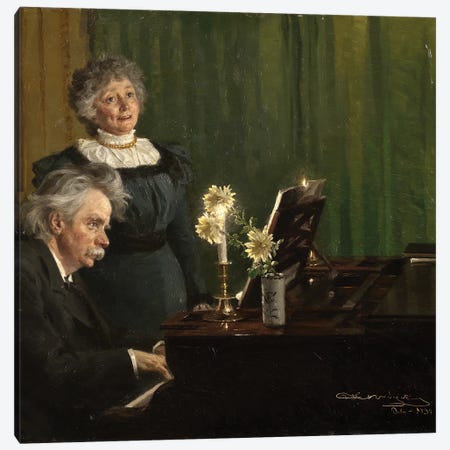 Edvard Grieg And Nina Grieg, 1898 Canvas Print #BMN12084} by Peder Severin Kroyer Art Print