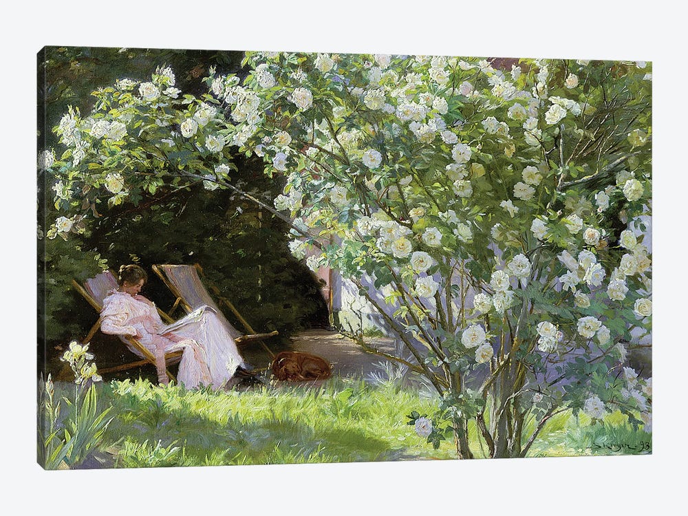 Roses, Or The Artist'S Wife In The Garden At Skagen , 1883 by Peder Severin Kroyer 1-piece Canvas Art