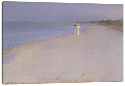 Summer Evening At The South Beach, Skagen, 1893 Canvas Art Print - Denmark Art