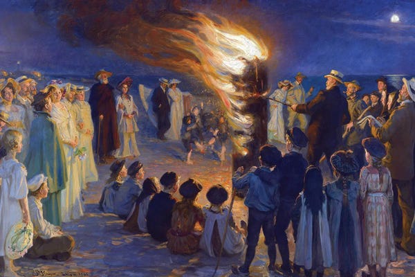 Denmark: Midsummer's Eve Bonfire On Skagen's Beach by Peder Severin Kroyer