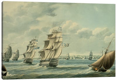 British Ships Blocking Cadiz In 1797, 1797 Canvas Art Print - Warship Art
