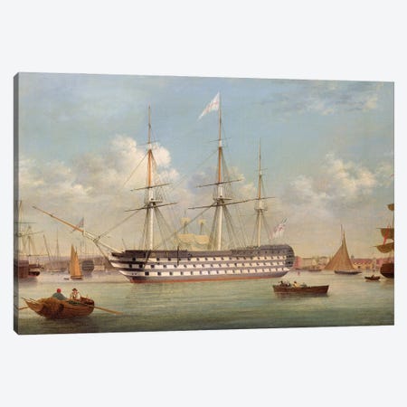 H.M.S. Britannia Lying Off Plymouth Canvas Print #BMN12120} by Thomas Buttersworth Canvas Art Print