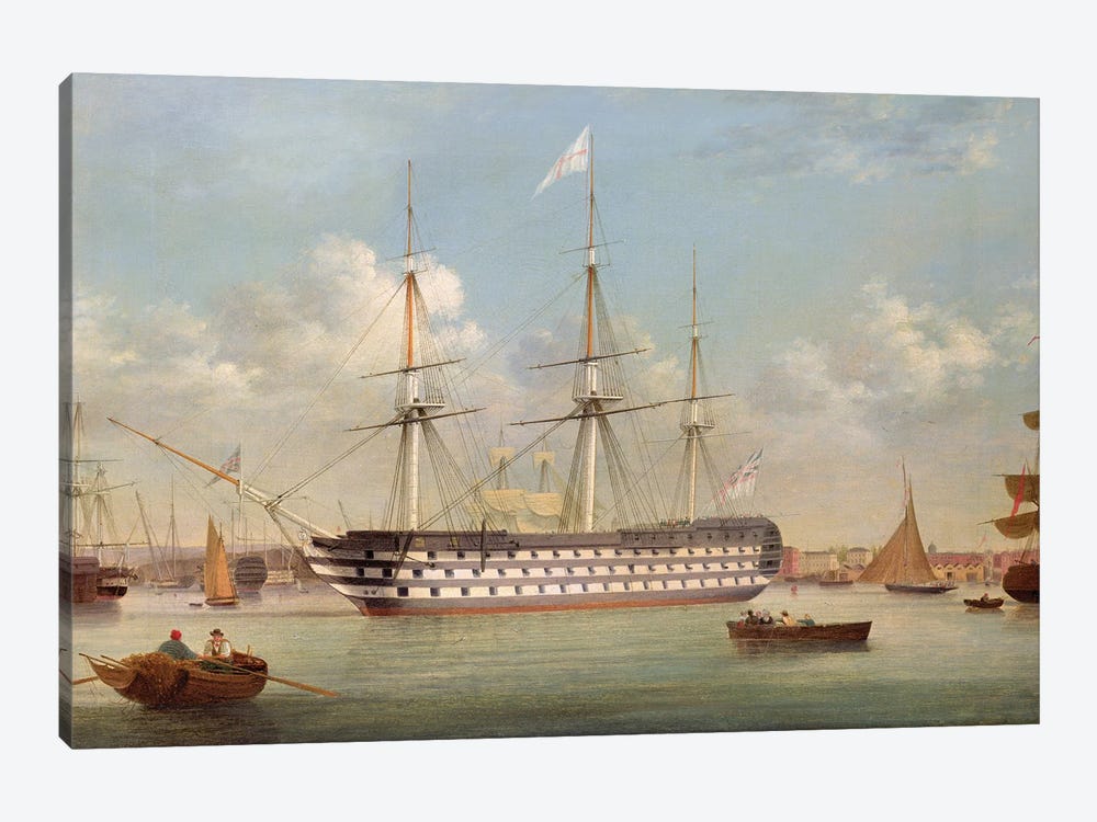 H.M.S. Britannia Lying Off Plymouth by Thomas Buttersworth 1-piece Art Print
