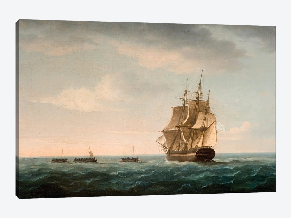 Rescue Of The Guardian's Crew By A French Merchant Ship, 2Nd January 1790 by Thomas Buttersworth 1-piece Art Print