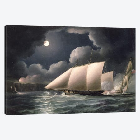 Smugglers & Revenue Cutter Canvas Print #BMN12126} by Thomas Buttersworth Canvas Wall Art
