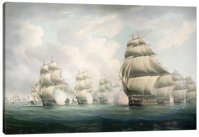 The Start Of The Action Canvas Art Print - Warship Art