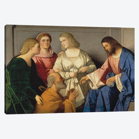 Christ Giving The Keys To Saint Peter, C. 1520 Canvas Print #BMN12134} by Vincenzo Di Biagio Catena Canvas Print