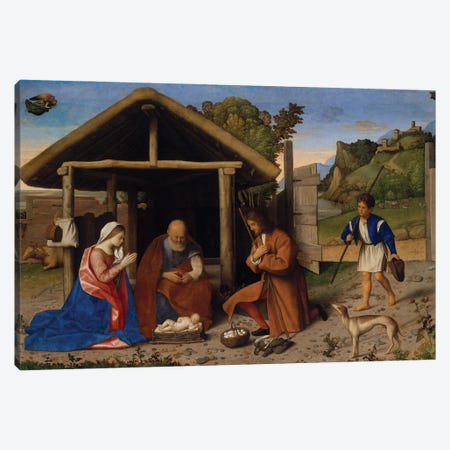 The Adoration Of The Shepherds, C.1520 Canvas Print #BMN12138} by Vincenzo Di Biagio Catena Canvas Artwork