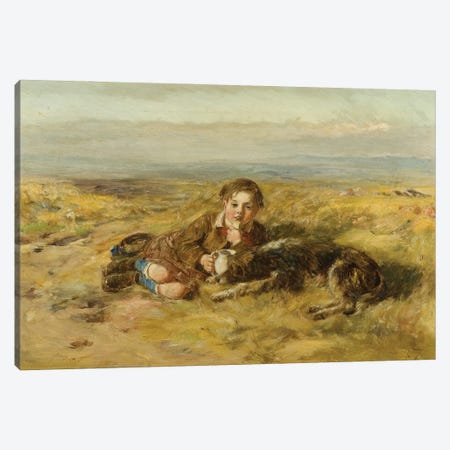 The Wee Herd Laddie [Formerly Catalogued As Boy And Dog], 1876 Canvas Print #BMN12165} by William McTaggart Canvas Wall Art