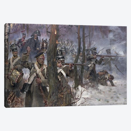 Battle Of Olszynk Grochowsk, Warsaw, 25 February 1831, 1912 Canvas Print #BMN12168} by Wojciech Kossak Art Print