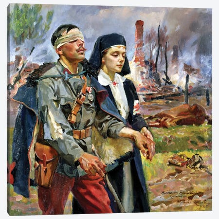 Wounded Soldier, 1915 Canvas Print #BMN12175} by Wojciech Kossak Canvas Art Print