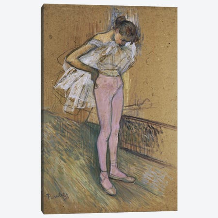 A Dancer Adjusting Her Leotard Canvas Print #BMN12181} by Henri de Toulouse-Lautrec Art Print