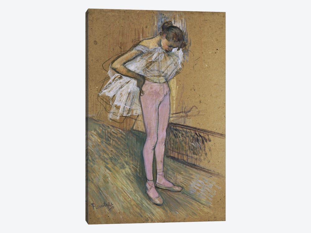 A Dancer Adjusting Her Leotard by Henri de Toulouse-Lautrec 1-piece Canvas Wall Art
