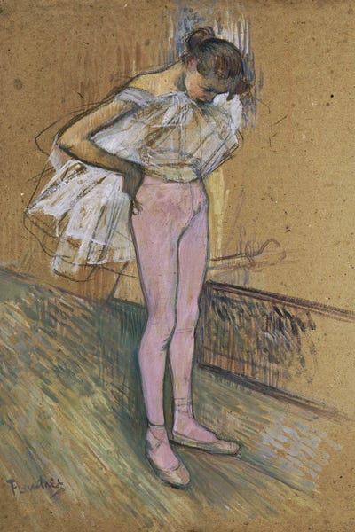 Henri de Toulouse-Lautrec: A Dancer Adjusting Her Leotard by Henri de Toulouse-Lautrec