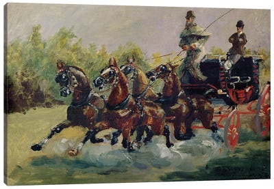 Alphonse De Toulouse-Lautrec-Monfa Driving His Mail-Coach In Nice, 1881 Canvas Art Print