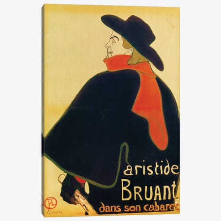 Aristide Bruant In His Cabaret, 1893 Canvas Print #BMN12205} by Henri de Toulouse-Lautrec Canvas Art Print
