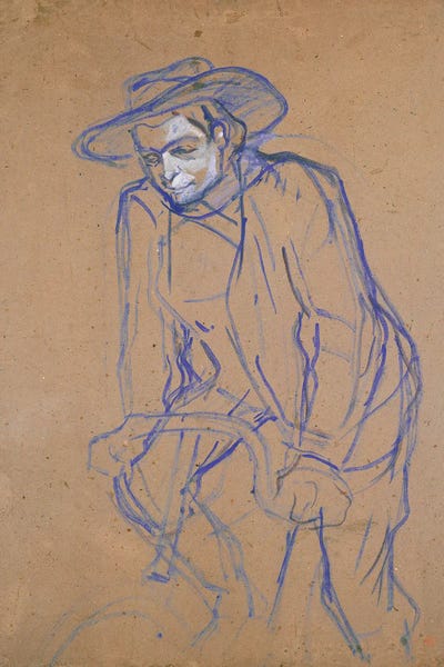 Aristide Bruant On A Bicycle, 1896 by Henri de Toulouse-Lautrec framed canvas print