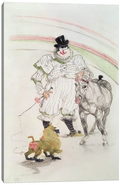 At The Circus: Performing Horse And Monkey, 1899 Canvas Art Print - Entertainer Art