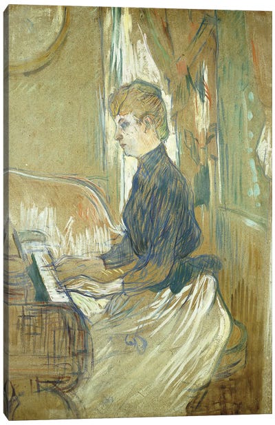 At The Piano, Madame Juliette Pascal In The Salon Of The Chateau De Malrome, 1896 Canvas Art Print - Piano Art