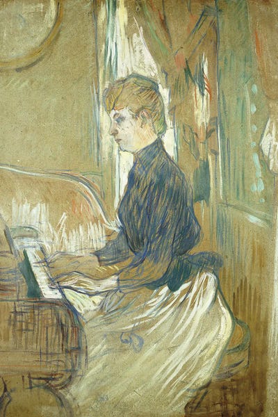 Henri de Toulouse-Lautrec: At The Piano, Madame Juliette Pascal In The Salon Of The Chateau De Malrome, 1896 by Henri de Toulouse-Lautrec
