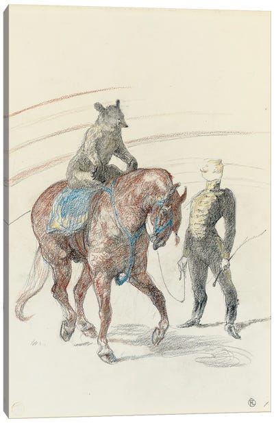 Au Cirque: Travail De L'Ours Sur Le Panneau, 1899 Canvas Art Print - Performing Arts