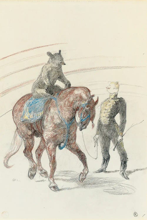 Au Cirque: Travail De L'Ours Sur Le Panneau, 1899 by Henri de Toulouse-Lautrec wall art