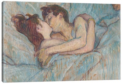 Au Lit: Le Baiser, 1892 Canvas Art Print - Henri de Toulouse Lautrec