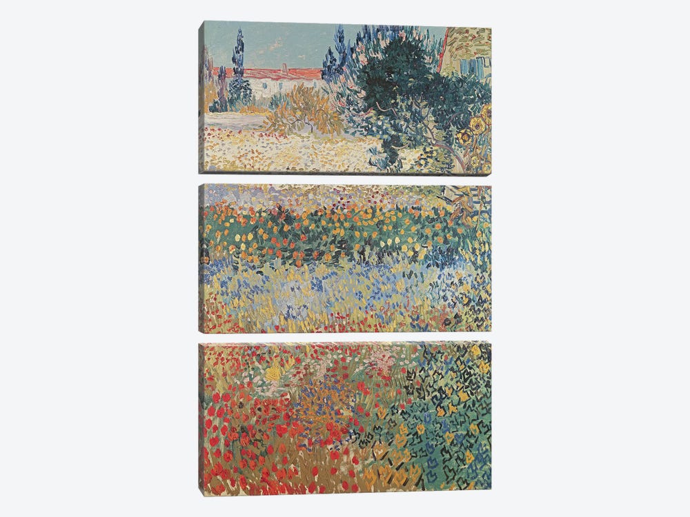 Garden in Bloom, Arles, July 1888  by Vincent van Gogh 3-piece Canvas Art Print