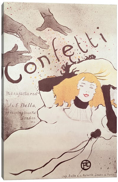 Confetti, 1893 Canvas Art Print - Henri de Toulouse Lautrec