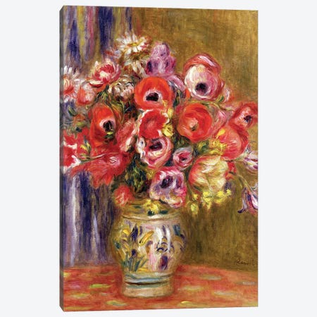 Vase of Tulips and Anemones, c.1895 Canvas Print #BMN1227} by Pierre-Auguste Renoir Canvas Art Print