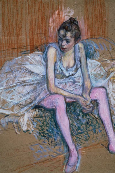 Dancer With Pink Stockings, 1890 by Henri de Toulouse-Lautrec art print