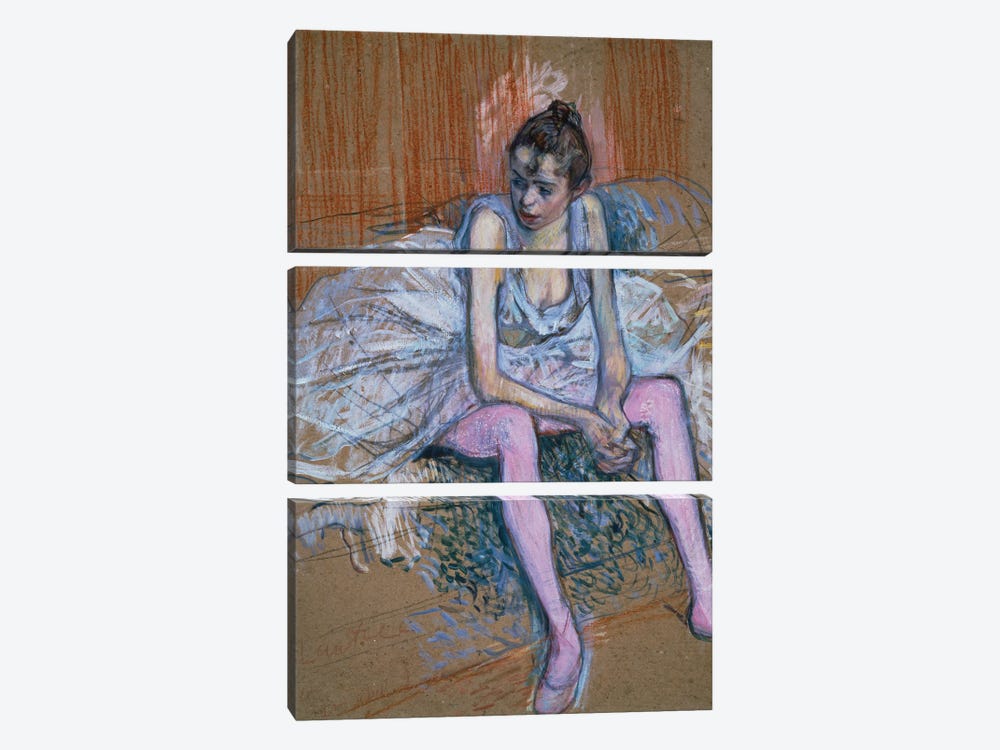 Dancer With Pink Stockings, 1890 3-piece Canvas Artwork