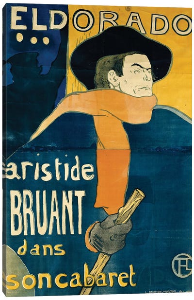 Eldorado, Aristide Bruant, 1892 Canvas Art Print - Henri de Toulouse Lautrec