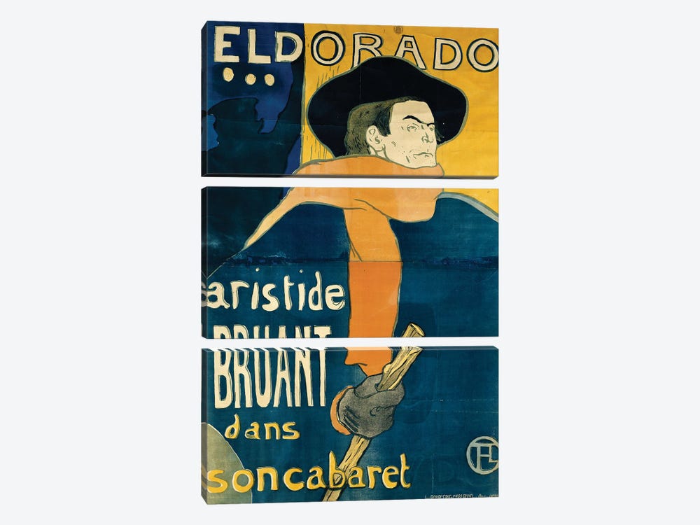 Eldorado, Aristide Bruant, 1892 by Henri de Toulouse-Lautrec 3-piece Art Print