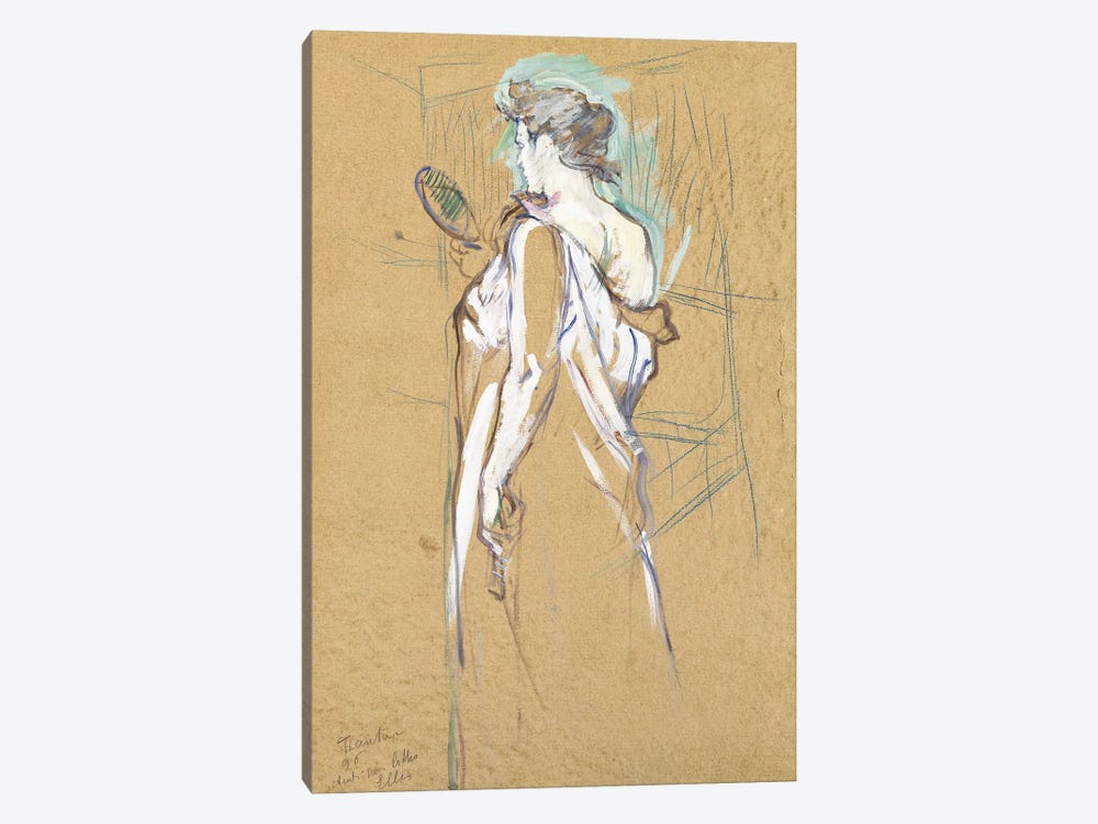 Elles - With Mirror In Hand, 1896 by Henri de Toulouse-Lautrec 1-piece Canvas Art