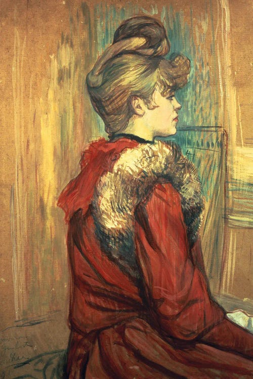 Girl With A Fur Stole, Mademoiselle Jeanne Fontaine, 1891 by Henri de Toulouse-Lautrec wall art