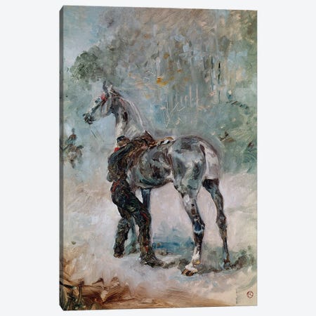 Gunner Saddling His Horse, 1879 Canvas Print #BMN12316} by Henri de Toulouse-Lautrec Canvas Art Print