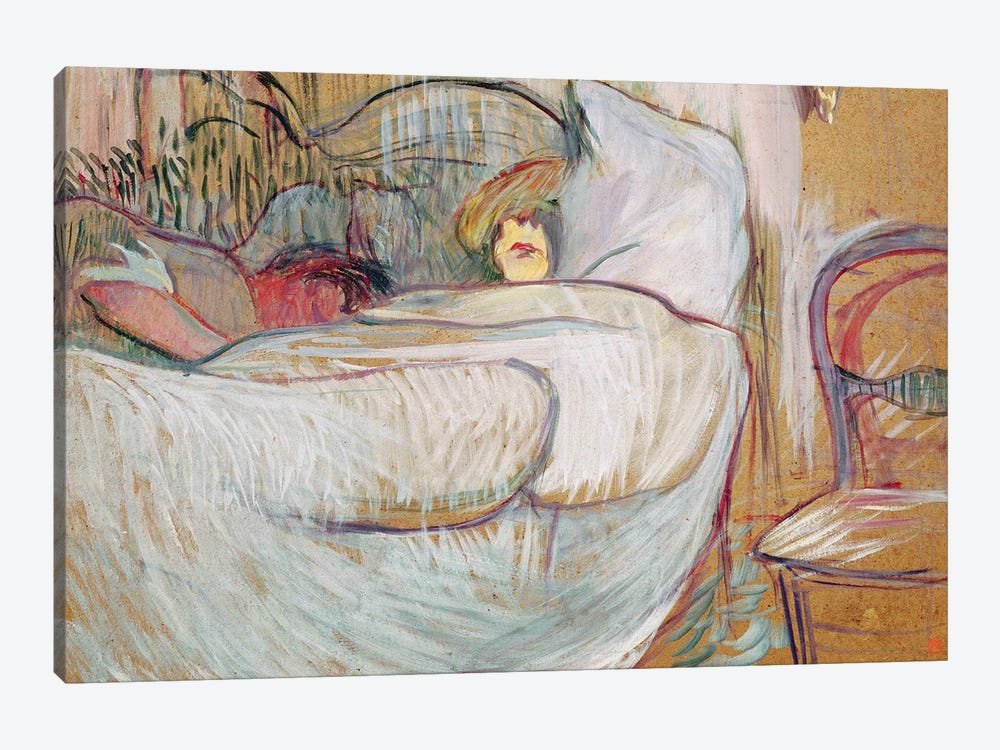 In Bed, 1894 by Henri de Toulouse-Lautrec 1-piece Canvas Print
