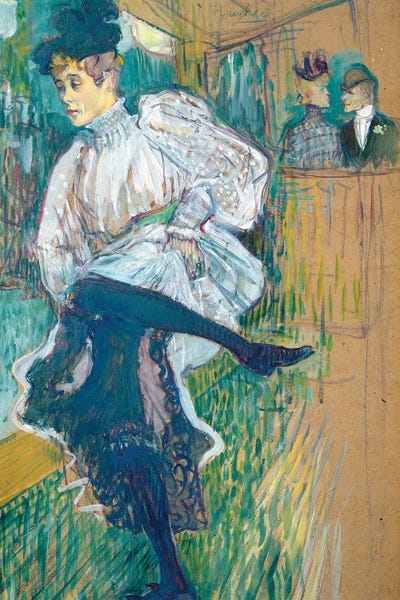 Jane Avril Dancing, C.1892 by Henri de Toulouse-Lautrec canvas print