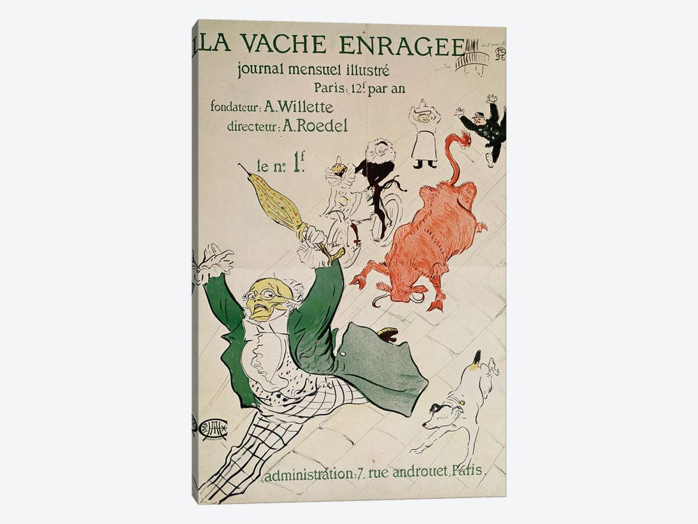 La Vache Enrage , Journal Mensuel Illustre, 1896 by Henri de Toulouse-Lautrec 1-piece Canvas Art