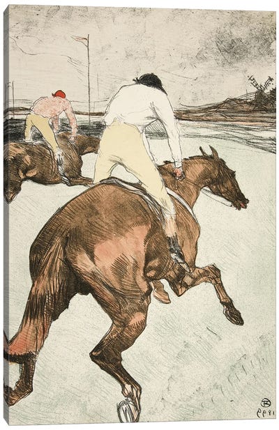 Le Jockey  Chevaux De Courses, Pub. 1899 Canvas Art Print - Henri de Toulouse Lautrec