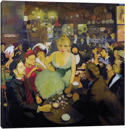 L'Interieur De Chez Bruant : Le Mirliton - In The Aristide Bruant'S Montmartre Club Le Mirliton Par Anquetin, Louis , 1886-1887 Canvas Art Print - Henri de Toulouse Lautrec